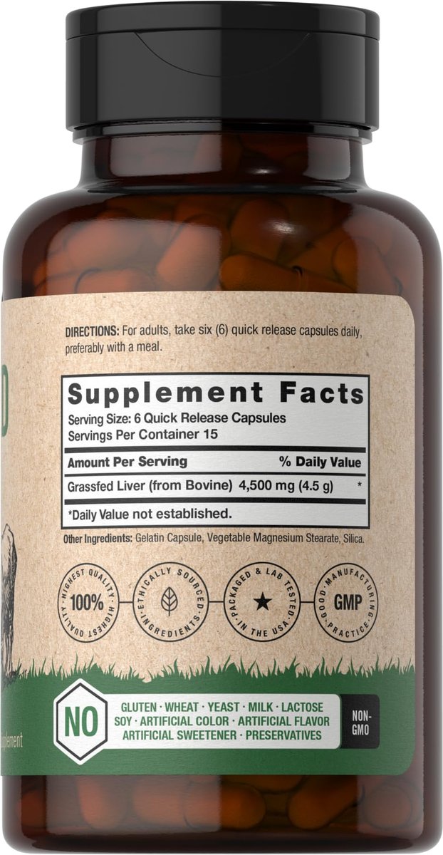 Horbäach Rinderleber Kapseln | 4500 mg | 90 Kapseln | Getrocknet, Weidehaltung, Getreidefrei, Ohne Gentechnik