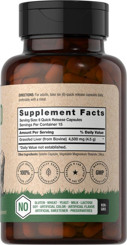 Horbäach Rinderleber Kapseln | 4500 mg | 90 Kapseln | Getrocknet, Weidehaltung, Getreidefrei, Ohne Gentechnik