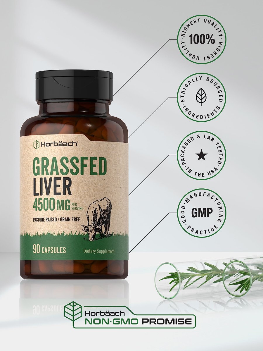 Horbäach Rinderleber Kapseln | 4500 mg | 90 Kapseln | Getrocknet, Weidehaltung, Getreidefrei, Ohne Gentechnik