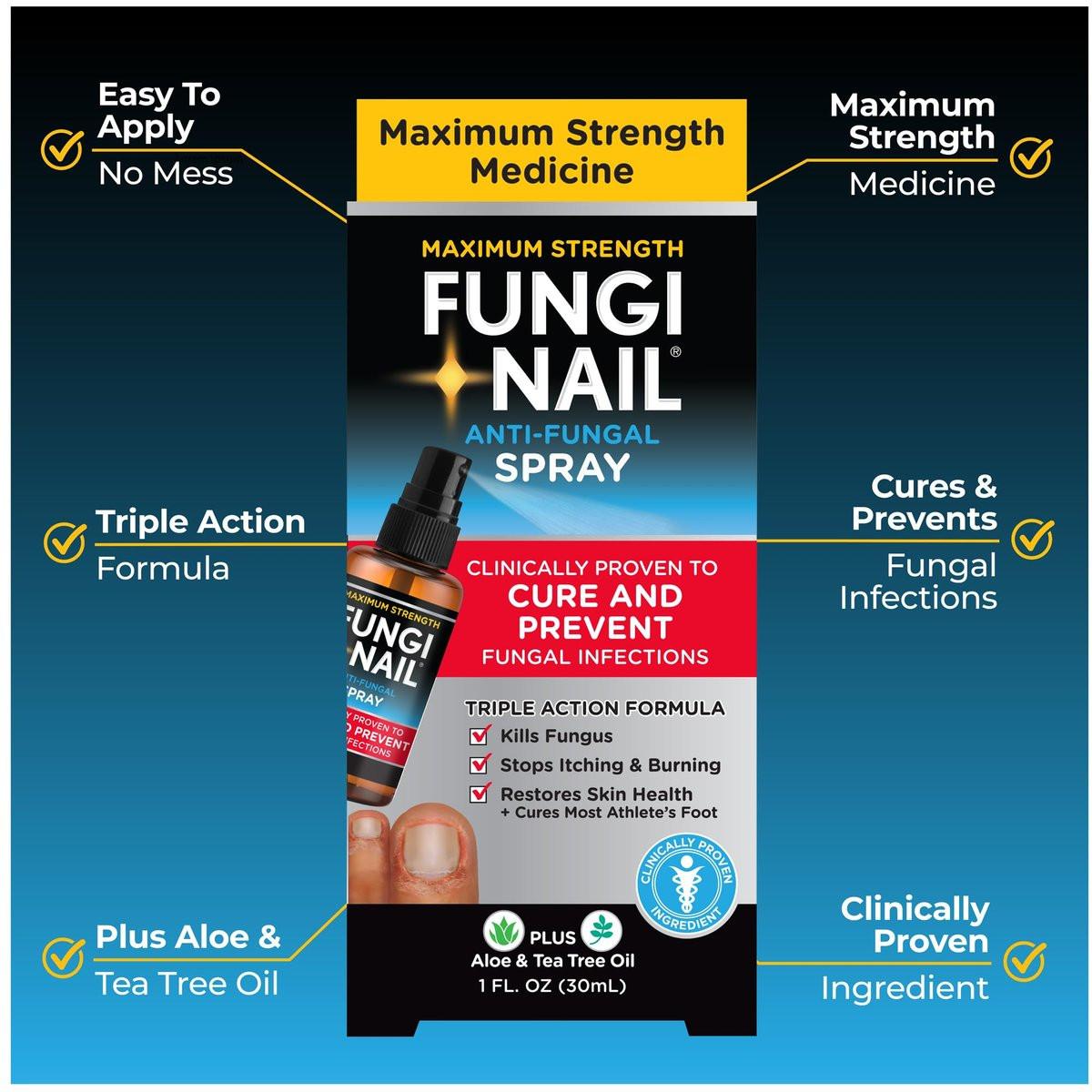 Fungi-Nail Anti-Fungal Fußspray – Tötet Pilze, die zu Nagel- und Fußpilz führen können, mit Tolnaftat & klinisch erwiesen – 30 ml