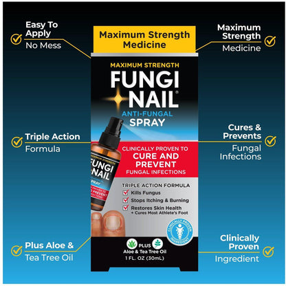 Fungi-Nail Anti-Fungal Fußspray – Tötet Pilze, die zu Nagel- und Fußpilz führen können, mit Tolnaftat & klinisch erwiesen – 30 ml