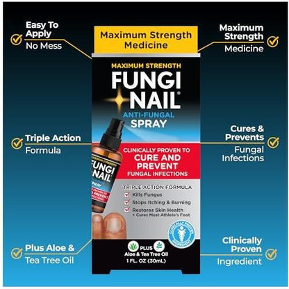 Fungi-Nail Anti-Fungal Fußspray – Tötet Pilze, die zu Nagel- und Fußpilz führen können, mit Tolnaftat & klinisch erwiesen – 30 ml