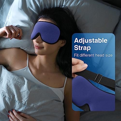 YFONG Gewichtete Schlafmaske – 3D Augenmaske für Damen und Herren, Lichtblockierend, Druckentlastung, 4,2 Unzen/120g, mit verstellbarem Riemen, für Reisen, Nickerchen, Yoga, Blau