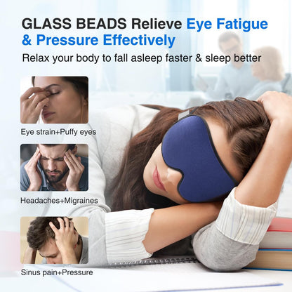 YFONG Gewichtete Schlafmaske – 3D Augenmaske für Damen und Herren, Lichtblockierend, Druckentlastung, 4,2 Unzen/120g, mit verstellbarem Riemen, für Reisen, Nickerchen, Yoga, Blau