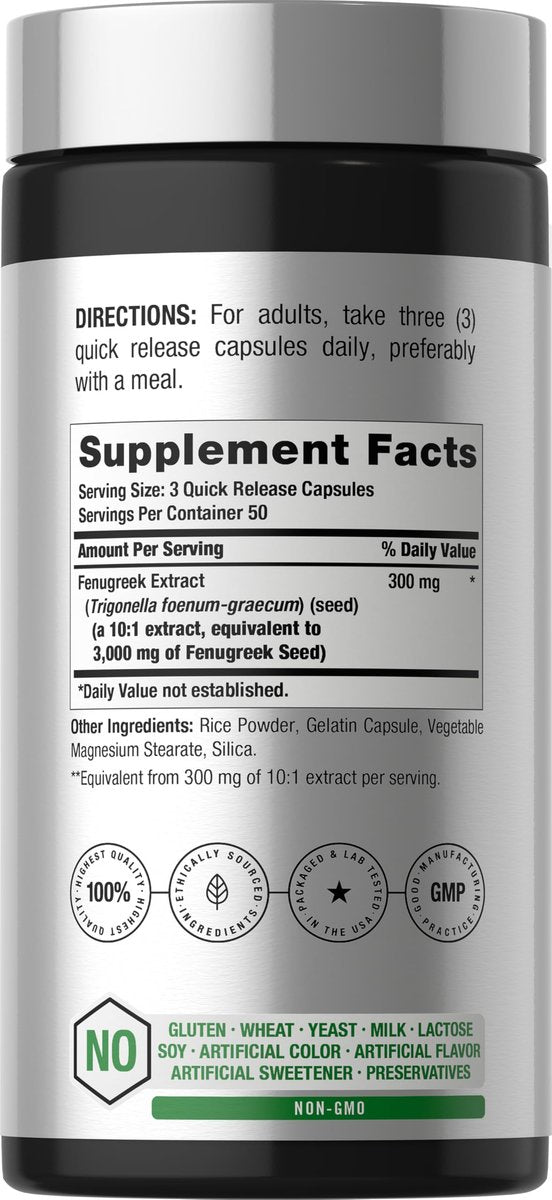 Horbäach Bockshornklee Kapseln | 150 Stück | Non-GMO & Glutenfrei | Bockshornkleesamen Extrakt