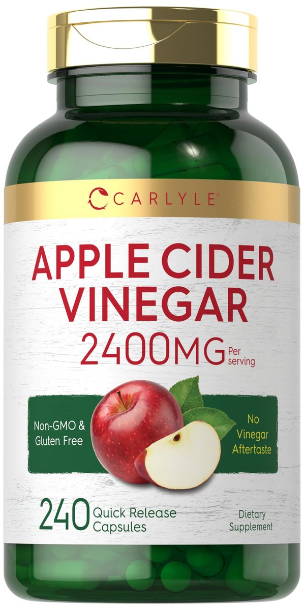 Carlyle Apfelessig Kapseln | 2400 mg | 240 Stück | Nicht-GVO, glutenfreies Nahrungsergänzungsmittel