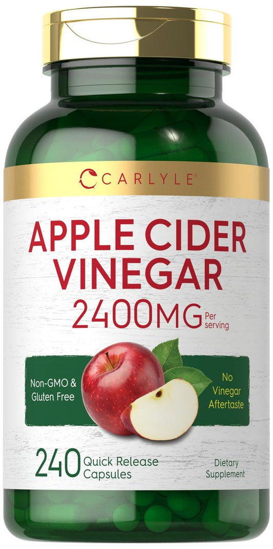 Carlyle Apfelessig Kapseln | 2400 mg | 240 Stück | Nicht-GVO, glutenfreies Nahrungsergänzungsmittel