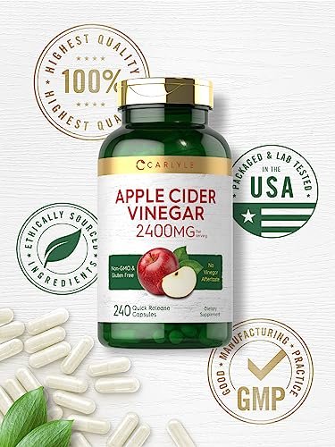 Carlyle Apfelessig Kapseln | 2400 mg | 240 Stück | Nicht-GVO, glutenfreies Nahrungsergänzungsmittel