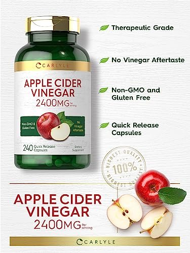 Carlyle Apfelessig Kapseln | 2400 mg | 240 Stück | Nicht-GVO, glutenfreies Nahrungsergänzungsmittel
