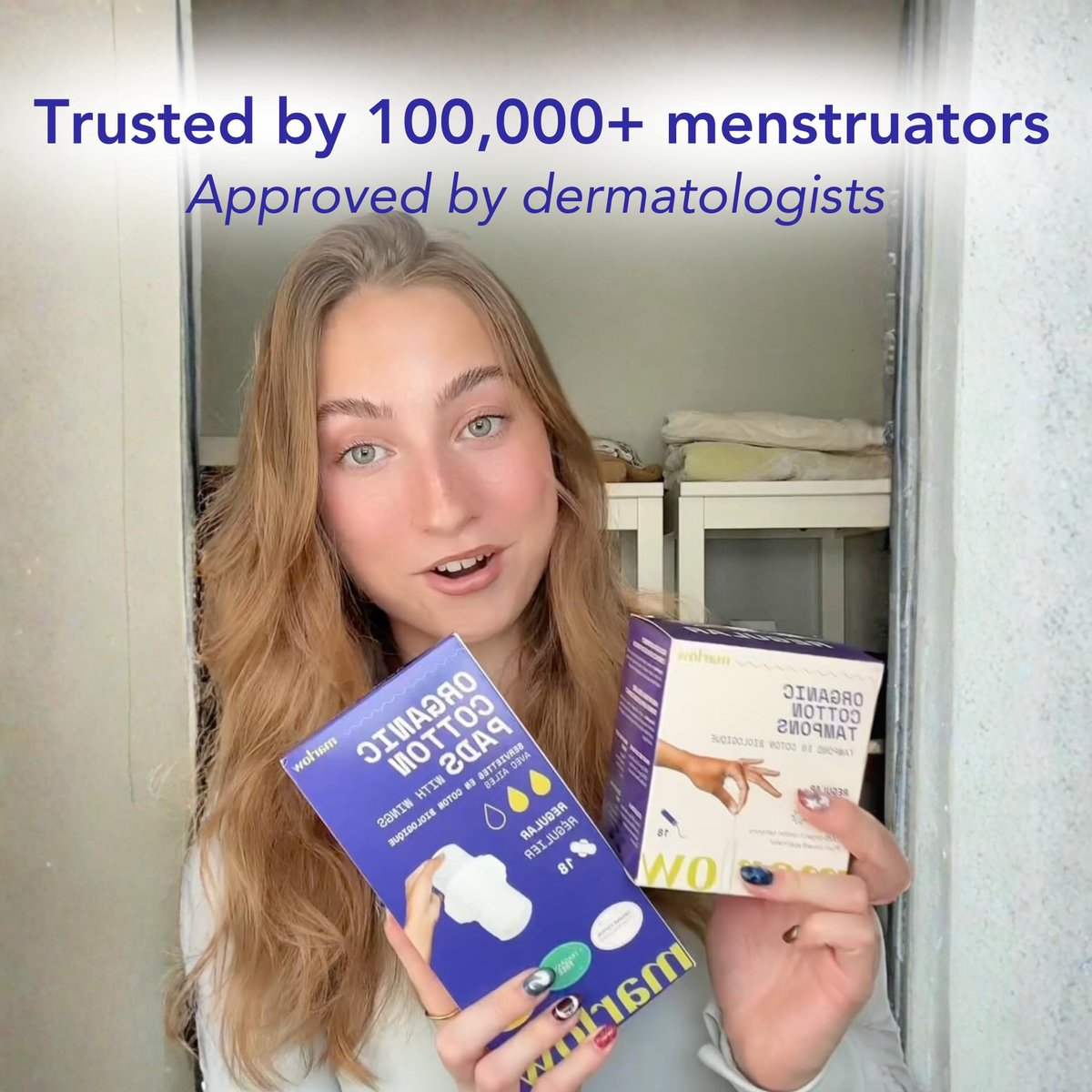 Marlow 100% Bio-Baumwoll-Tampons mit Easy-Glide-Technologie und kompaktem, pflanzlichem Applikator – BPA-frei, chlorfrei, toxin- und parfümfrei, hypoallergen, dermatologisch getestet, Super, 18 Stück
