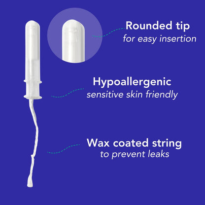 Marlow 100% Bio-Baumwoll-Tampons mit Easy-Glide-Technologie und kompaktem, pflanzlichem Applikator – BPA-frei, chlorfrei, toxin- und parfümfrei, hypoallergen, dermatologisch getestet, Super, 18 Stück