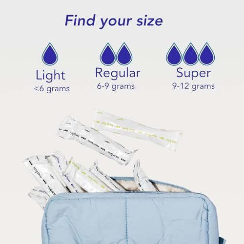 MARLOW 100% Bio-Baumwoll-Tampons mit kompaktem, pflanzlichem Applikator – chlorfrei, toxinarm, hypoallergen, dermatologisch getestet, parfümfrei, Regular, 18 Stück