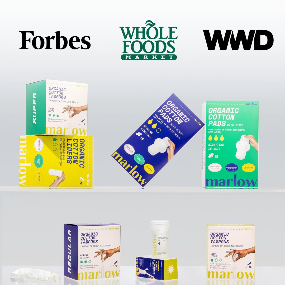 Marlow 100% Bio-Baumwoll-Tampons mit Easy-Glide-Technologie und kompaktem, pflanzlichem Applikator – BPA-frei, chlorfrei, toxin- und parfümfrei, hypoallergen, dermatologisch getestet, Super, 18 Stück