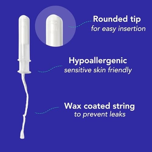 Marlow 100% Bio-Baumwoll-Tampons mit Easy-Glide-Technologie und kompaktem, pflanzlichem Applikator – BPA-frei, chlorfrei, toxin- und parfümfrei, hypoallergen, dermatologisch getestet, Super, 18 Stück