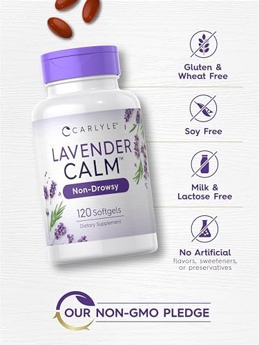 Carlyle Lavendel Kapseln | 80 mg | 120 Weichkapseln | Beruhigende & nicht müde machende Formel | Nicht-GVO & glutenfrei