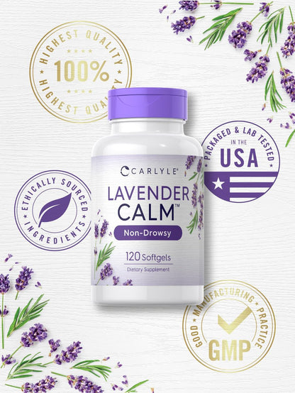 Carlyle Lavendel Kapseln | 80 mg | 120 Weichkapseln | Beruhigende & nicht müde machende Formel | Nicht-GVO & glutenfrei