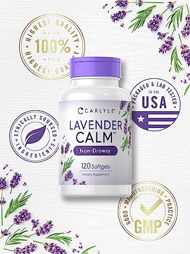 Carlyle Lavendel Kapseln | 80 mg | 120 Weichkapseln | Beruhigende & nicht müde machende Formel | Nicht-GVO & glutenfrei