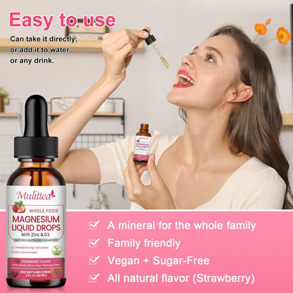 Mulittea Magnesium Glycinat Flüssig – Hochdosiert mit Vollwertnahrung, Vegan, Zuckerfrei, zur Unterstützung von Nerven, Entspannung, Muskeln und Schlaf*