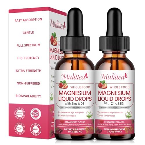 Mulittea Magnesium Glycinat Flüssig – Hochdosiert mit Vollwertnahrung, Vegan, Zuckerfrei, zur Unterstützung von Nerven, Entspannung, Muskeln und Schlaf*