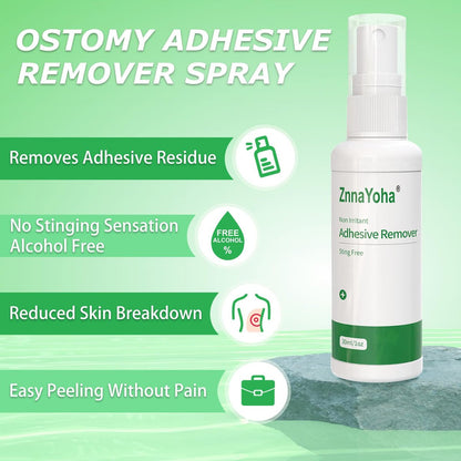 ZnnaYoha Klebstoffentferner Spray – Sanfter medizinischer Klebstoffentferner für Haut, ideal für Stomapatienten, empfindliche Haut und Pflasterentfernung, alkoholfrei, 30 ml