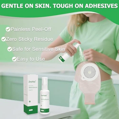 ZnnaYoha Klebstoffentferner Spray – Sanfter medizinischer Klebstoffentferner für Haut, ideal für Stomapatienten, empfindliche Haut und Pflasterentfernung, alkoholfrei, 30 ml