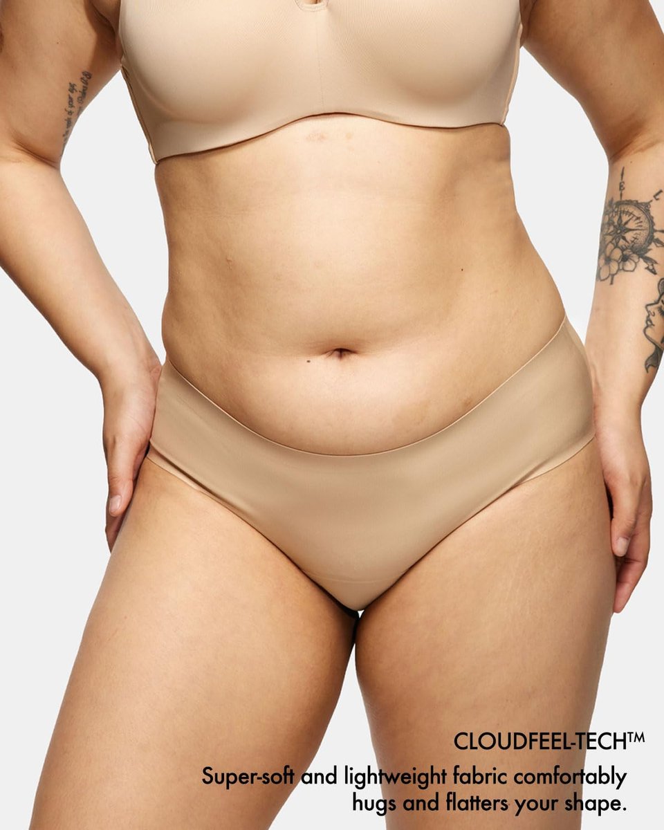 STRAWBERRY WEEKS LEAKPROOF2.0 Nahtlose Bikini-Periode-Unterwäsche für Damen | Periodenslip hält 6 Tampons | Auslaufschutz-Unterwäsche bei leichter Inkontinenz (S/M, Beige)