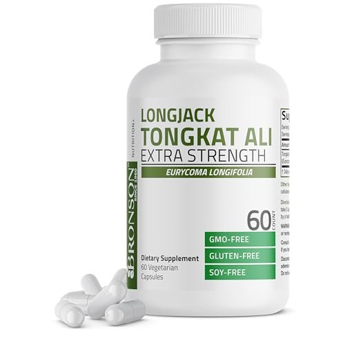 Bronson Longjack Tongkat Ali Extra Strength – 60 vegane Kapseln zur Unterstützung des Testosteronspiegels