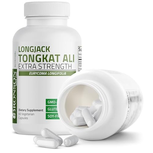 Bronson Longjack Tongkat Ali Extra Strength – 60 vegane Kapseln zur Unterstützung des Testosteronspiegels