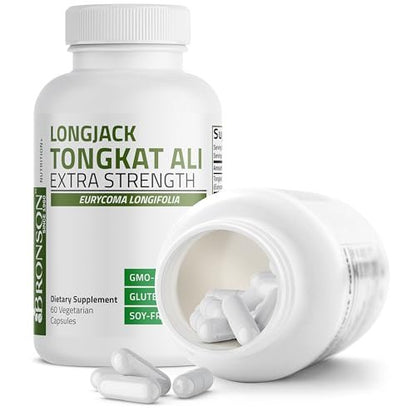 Bronson Longjack Tongkat Ali Extra Strength – 60 vegane Kapseln zur Unterstützung des Testosteronspiegels