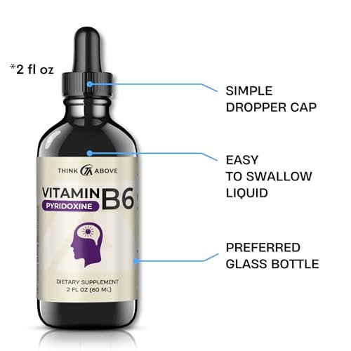 Think Above Vitamin B6 Flüssigtropfen - Pyridoxinhydrochlorid - 17 mg 1000% RDA - Ohne Füllstoffe - 30-Tage-Vorrat - (60 ml) für Erwachsene