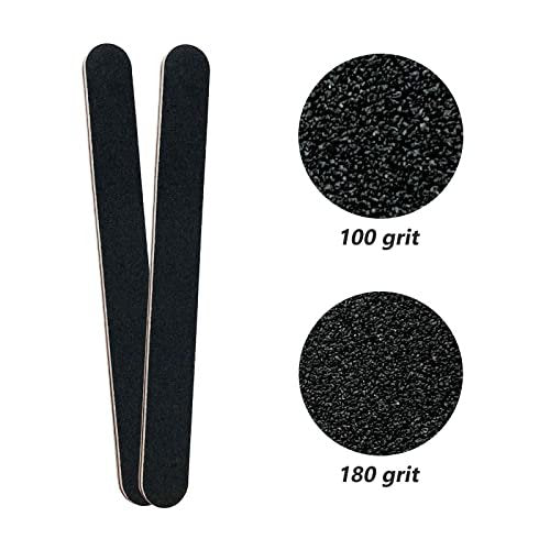 12er-Pack Professionelle Feilen für Nägel - 100/180 Grit Nagelfeilen Set für Acryl- und Naturnägel, Schwarz