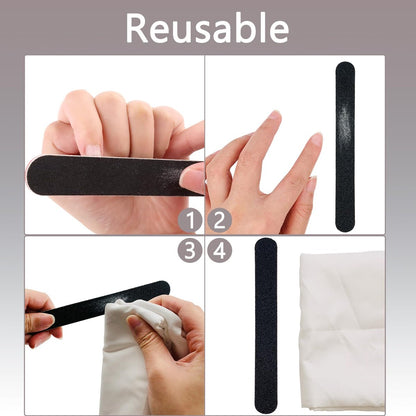 12er-Pack Professionelle Feilen für Nägel - 100/180 Grit Nagelfeilen Set für Acryl- und Naturnägel, Schwarz
