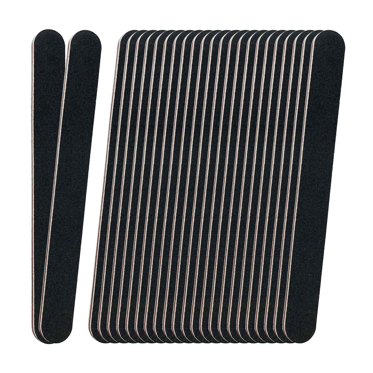 24 Stück professionelle Emery Boards – 100/180 Grit Nagelfeilen für Acryl- und Naturnägel, Schwarz