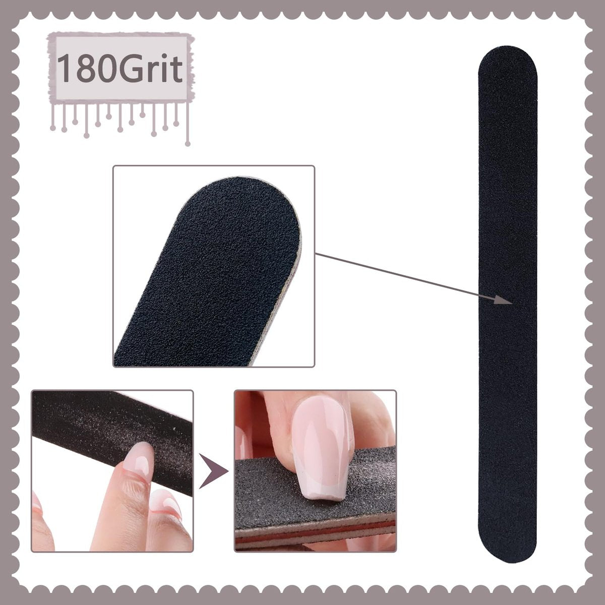 Professioneller Nagelfeilen- und Buffer-Block – Maniküre-Set 100/180 Grit, Schwarz