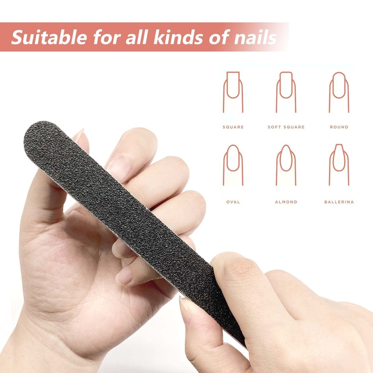 Professioneller Nagelfeilen- und Buffer-Block – Maniküre-Set 100/180 Grit, Schwarz
