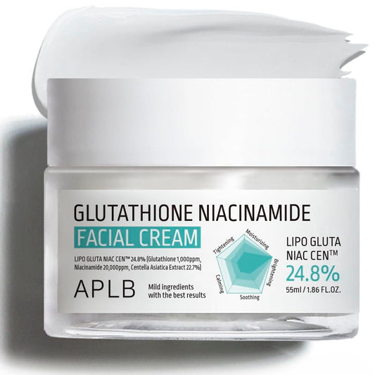 APLB Glutathione Niacinamide Gesichtscreme | LIPO GLUTA NIAC CEN™ 24,8% 55 ml – Koreanische Hautpflege, intensive Feuchtigkeit, Niacinamid, verbessert die Hautelastizität und Hautstruktur