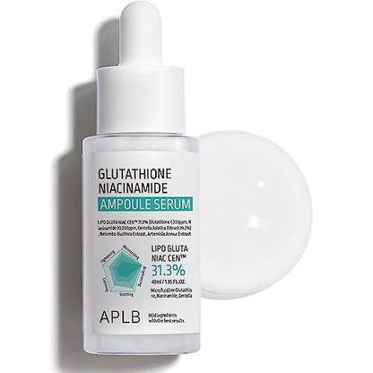 APLB Glutathion Niacinamid Ampulle Serum | LIPO GLUTA NIAC CEN™ 31,3% 1,35 fl.oz. - Koreanische Hautpflege, lang anhaltende Feuchtigkeit, verbessert die Hautelastizität, belebt und verbessert die Hautstruktur sanft