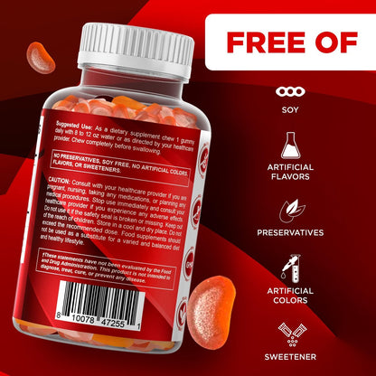 Vitamatic Vitamin A 25.000 IE Gummibärchen – Zuckerfrei mit Retinylpalmitat – 1 Gummibärchen täglich, 120 Portionen – Hochdosierte Vitamin-A-Unterstützung – Natürlicher Erdbeergeschmack – Auf Pektinbasis – 120 Stück