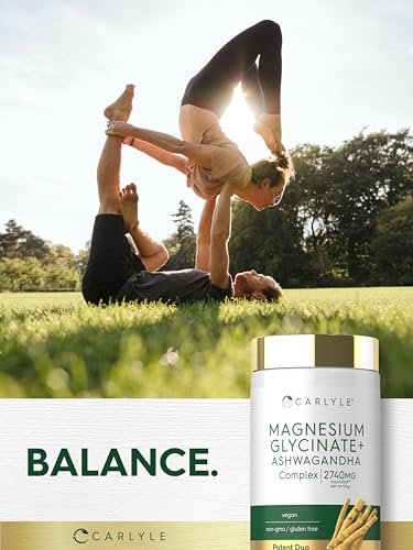 Carlyle Magnesium Glycinat mit Ashwagandha | 120 vegane Kapseln | Potentes Duo | Nahrungsergänzungsmittel
