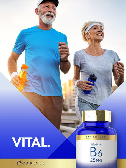 Carlyle Vitamin B6 25 mg | 250 Tabletten | Nahrungsergänzung für Frauen und Männer | als Pyridoxinhydrochlorid | Vegetarisch, Nicht-GVO, Glutenfrei