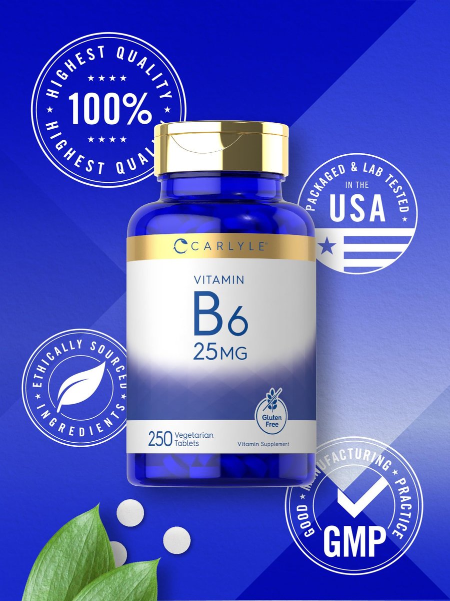 Carlyle Vitamin B6 25 mg | 250 Tabletten | Nahrungsergänzung für Frauen und Männer | als Pyridoxinhydrochlorid | Vegetarisch, Nicht-GVO, Glutenfrei