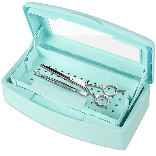 Gusnilo Barbicide-Desinfektionsbox für Nagelwerkzeuge – Aufbewahrungsbox zur Nageldesinfektion, Plastik-Sterilisatorbox für Maniküre-Werkzeuge (Hellgrün)