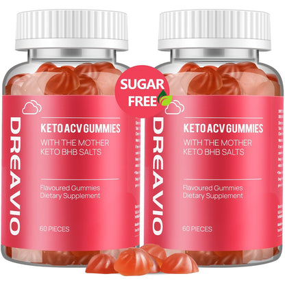DREAVIO 1000 mg Zuckerfreie Apfelessig Gummis | 120 Stück Keto ACV Gummis zur Gewichtsabnahme, Veganer Apfelessig mit Mother für Erwachsene, Frauen & Männer, 2-Monatsvorrat