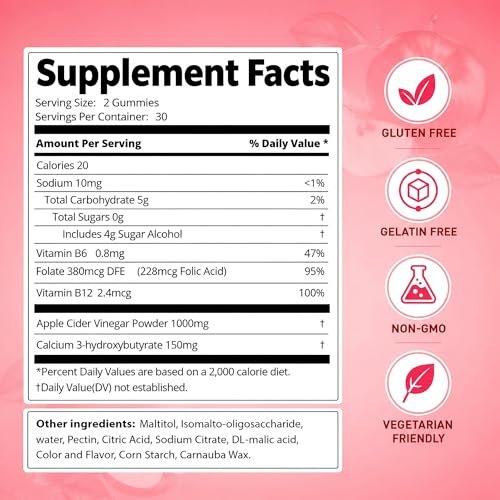 DREAVIO 1000 mg Zuckerfreie Apfelessig Gummis | 120 Stück Keto ACV Gummis zur Gewichtsabnahme, Veganer Apfelessig mit Mother für Erwachsene, Frauen & Männer, 2-Monatsvorrat