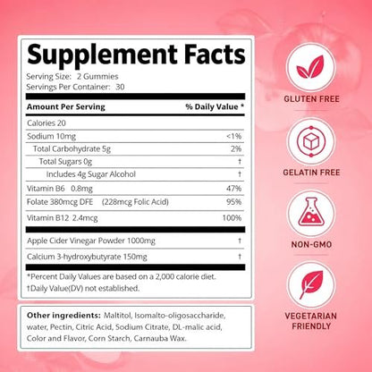 DREAVIO 1000 mg Zuckerfreie Apfelessig Gummis | 120 Stück Keto ACV Gummis zur Gewichtsabnahme, Veganer Apfelessig mit Mother für Erwachsene, Frauen & Männer, 2-Monatsvorrat