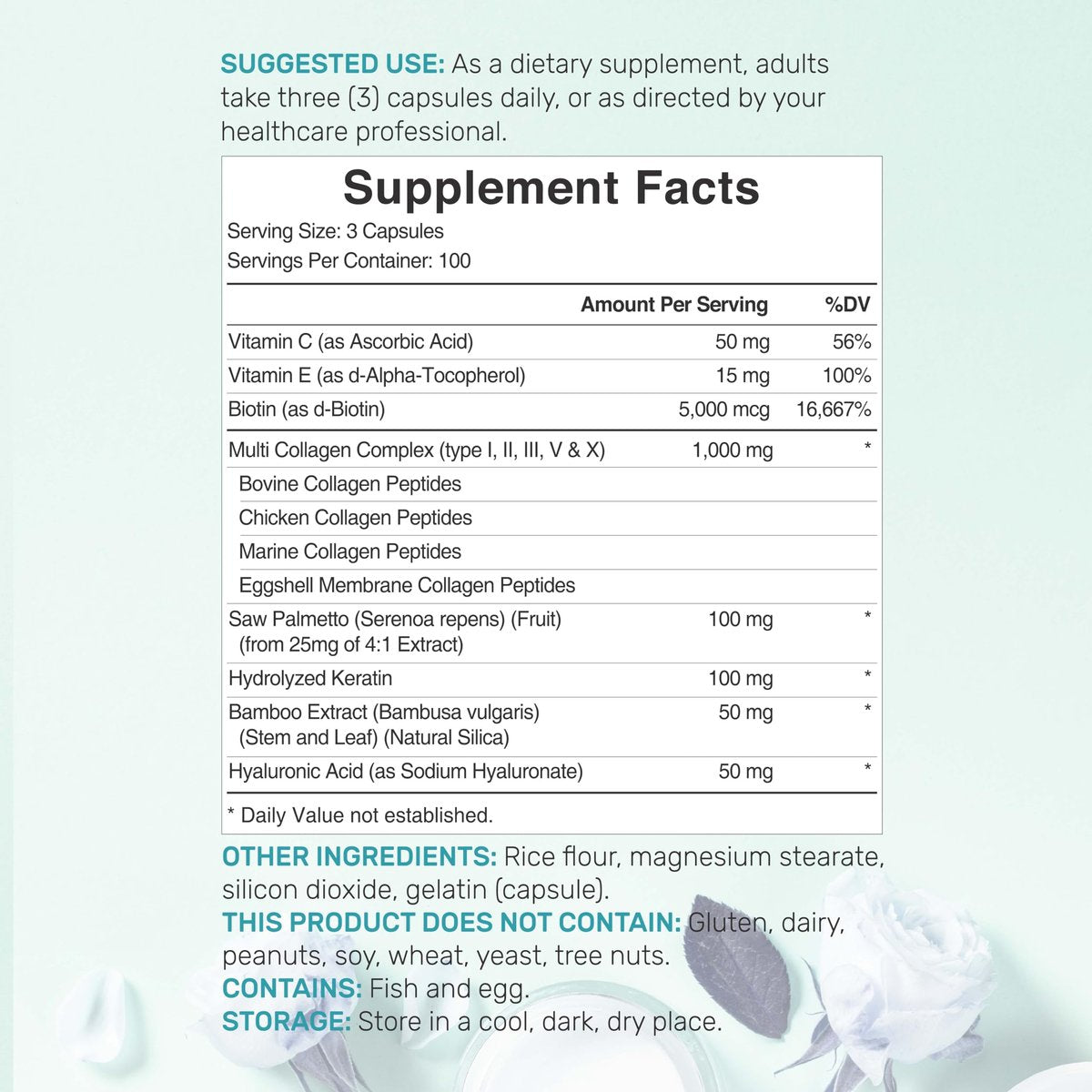 Multi-Kollagen-Pillen für Frauen & Männer mit Vitamin C, E & Biotin – 300 Kapseln – Typ I, II, III, V, X hydrolysierte Kollagenpeptide – 11-in-1 Formel mit Sägepalme, Bambus-Silica & Hyaluronsäure