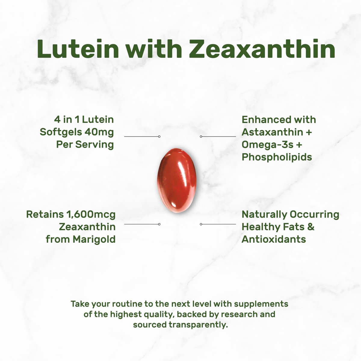 Lutein & Zeaxanthin Kapseln 40 mg pro Portion, 300 Weichkapseln – Plus Astaxanthin, Omega-3 & Phospholipide – Nicht-GVO