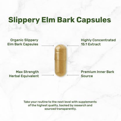 DEAL SUPPLEMENT Slippery Elm Kapseln – 300 Stück, mit Bio-Innenrindenpulver-Extrakt – Natürliches Kraut zur Beruhigung von Hals und Verdauung – Non-GMO