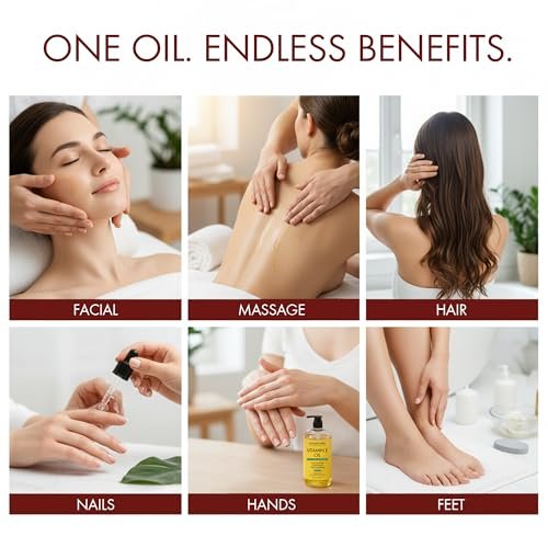Majestic Pure Vitamin E Öl – 100% reines & natürliches Haarwachstumsöl für Wimpern, Augenbrauen, Haut, Gesicht, Nägel & Kopfhaut – Kaltgepresst & Hexanfrei – 240 ml