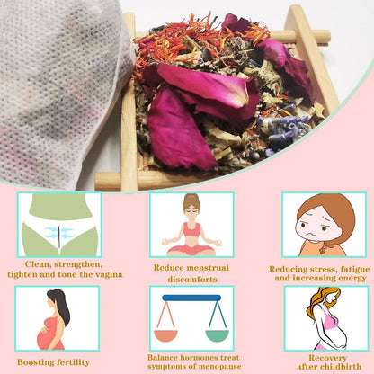 Yoni Steam Kräuter für Frauen pH-Gleichgewicht, natürliche feminine Vaginalkräuter Reinigung und Verjüngung, Kräutermischung, 7 Filterbeutel Vaginalkräuter